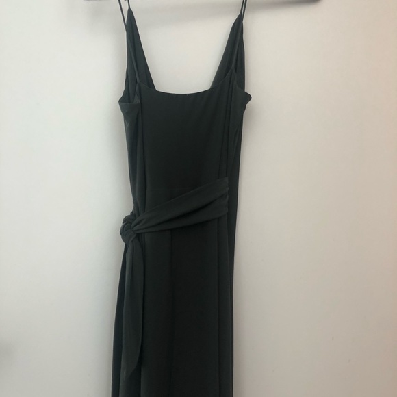 Floor Length Olive Green Wrap Dress - Picture 2 of 3